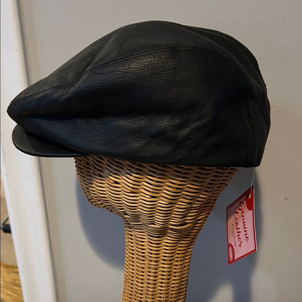 NWT leather newsboy cap hat by A. Adams & Spire